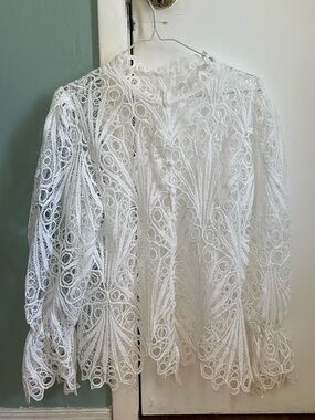 White Lace button down blouse